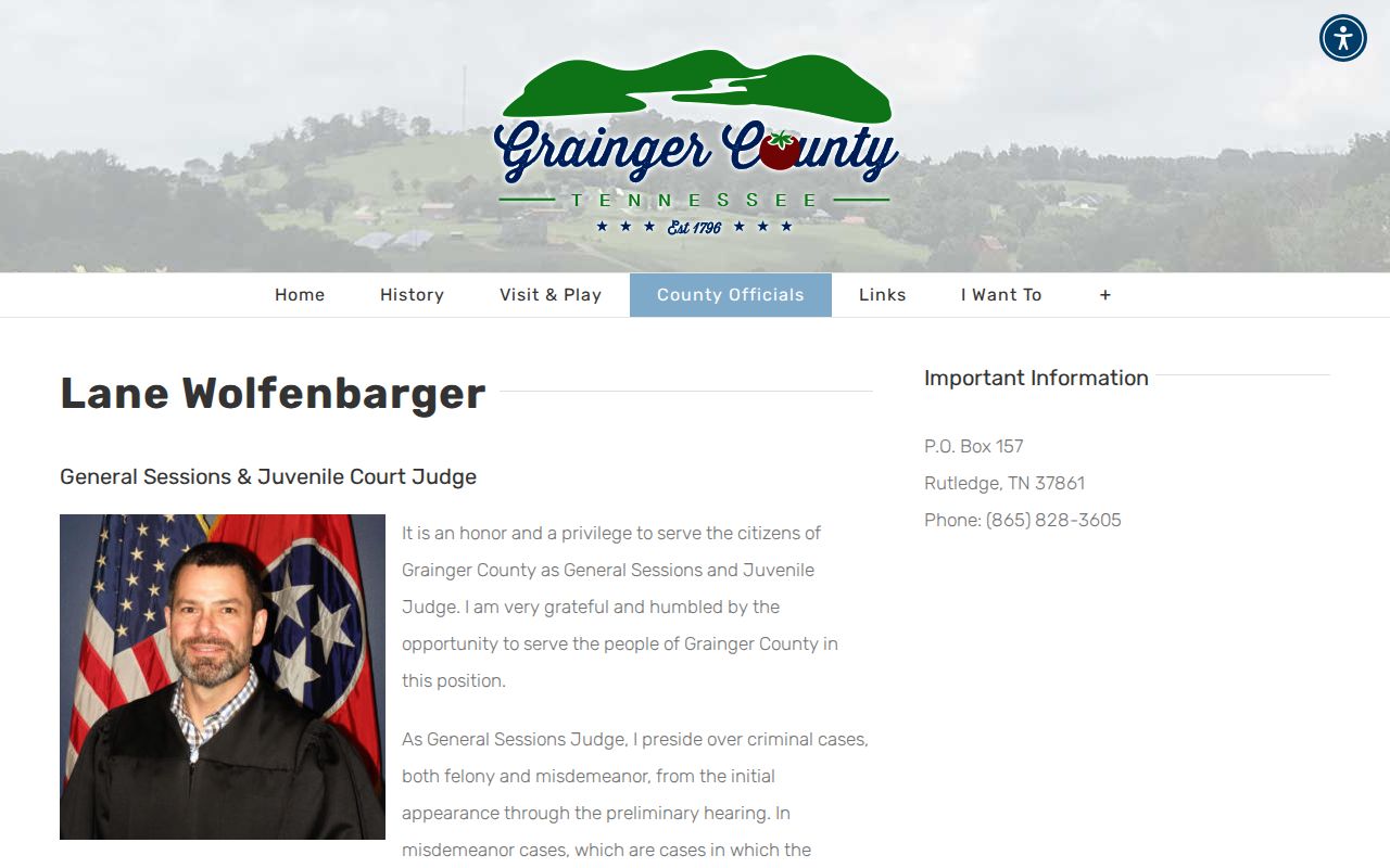 Grainger County General Sessions and Juvenile Court judge information serving Bean Station residents
