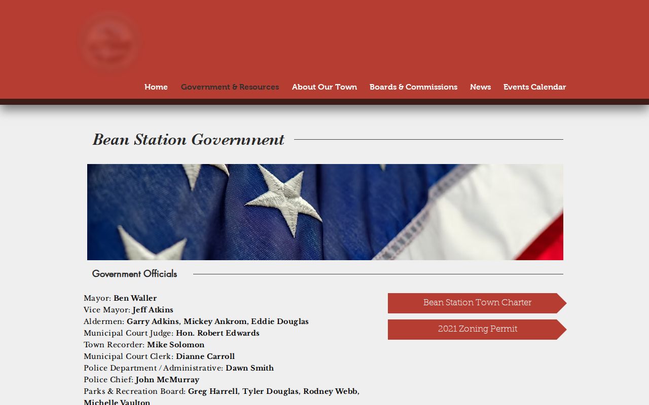 Town of Bean Station government and municipal court information