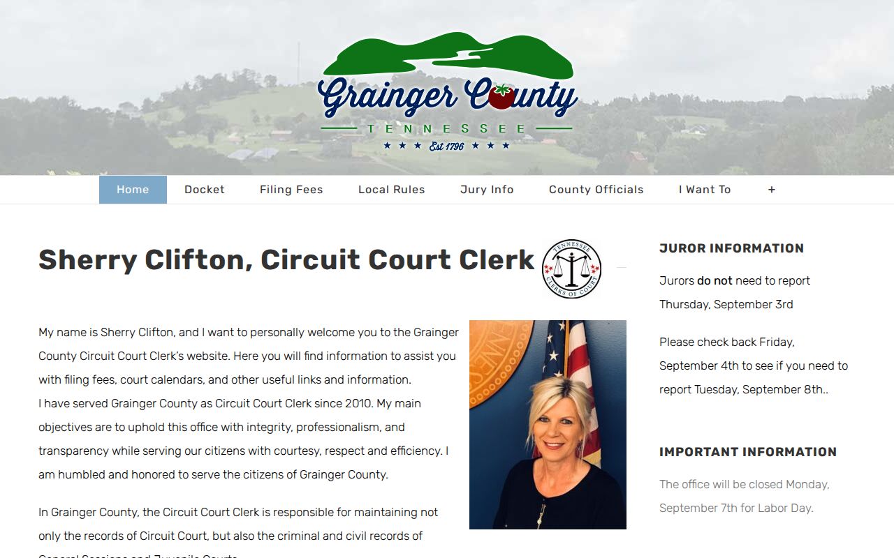 Grainger County court docket Circuit Court Clerk home