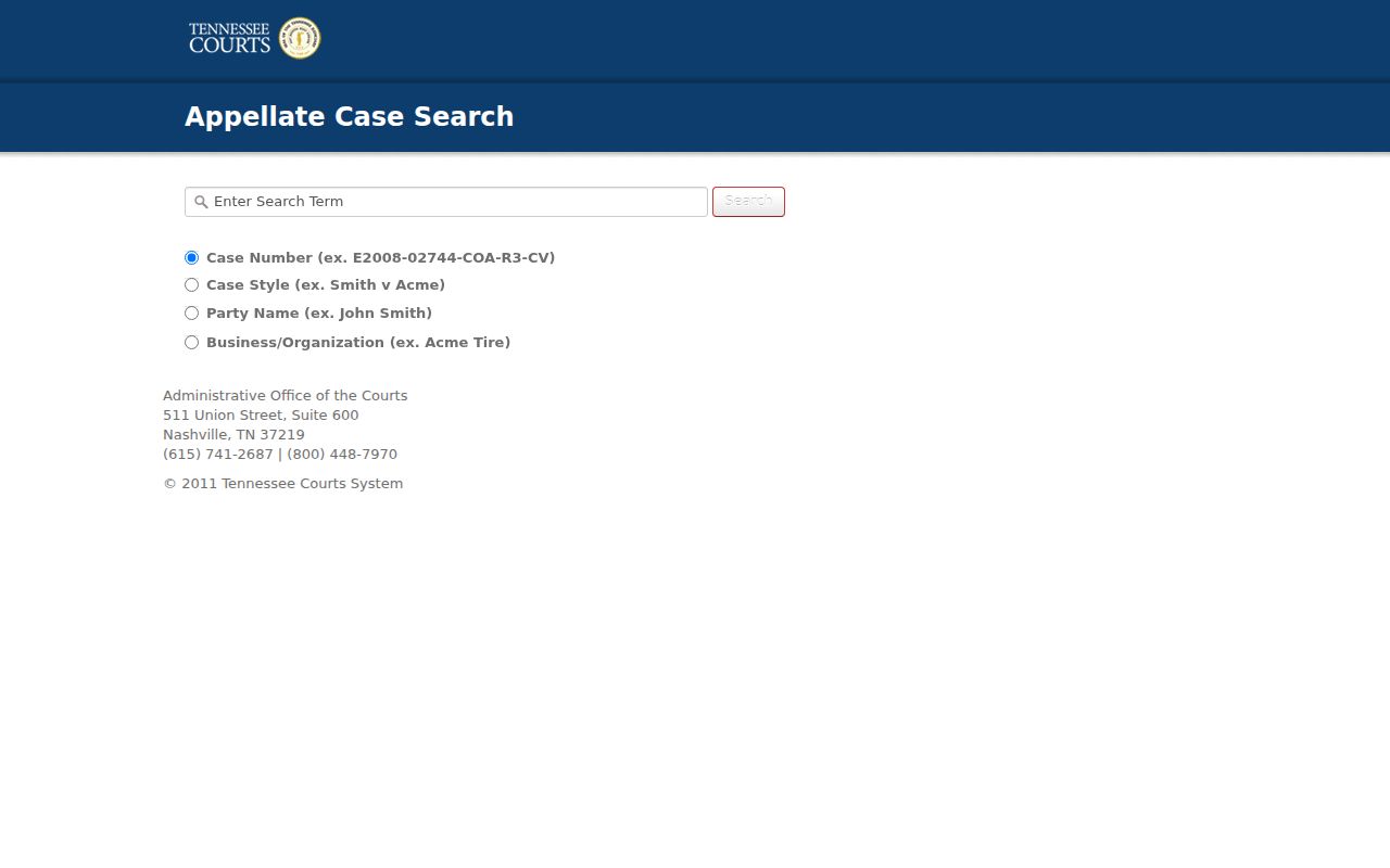 Grainger County case search Tennessee appellate public history interface