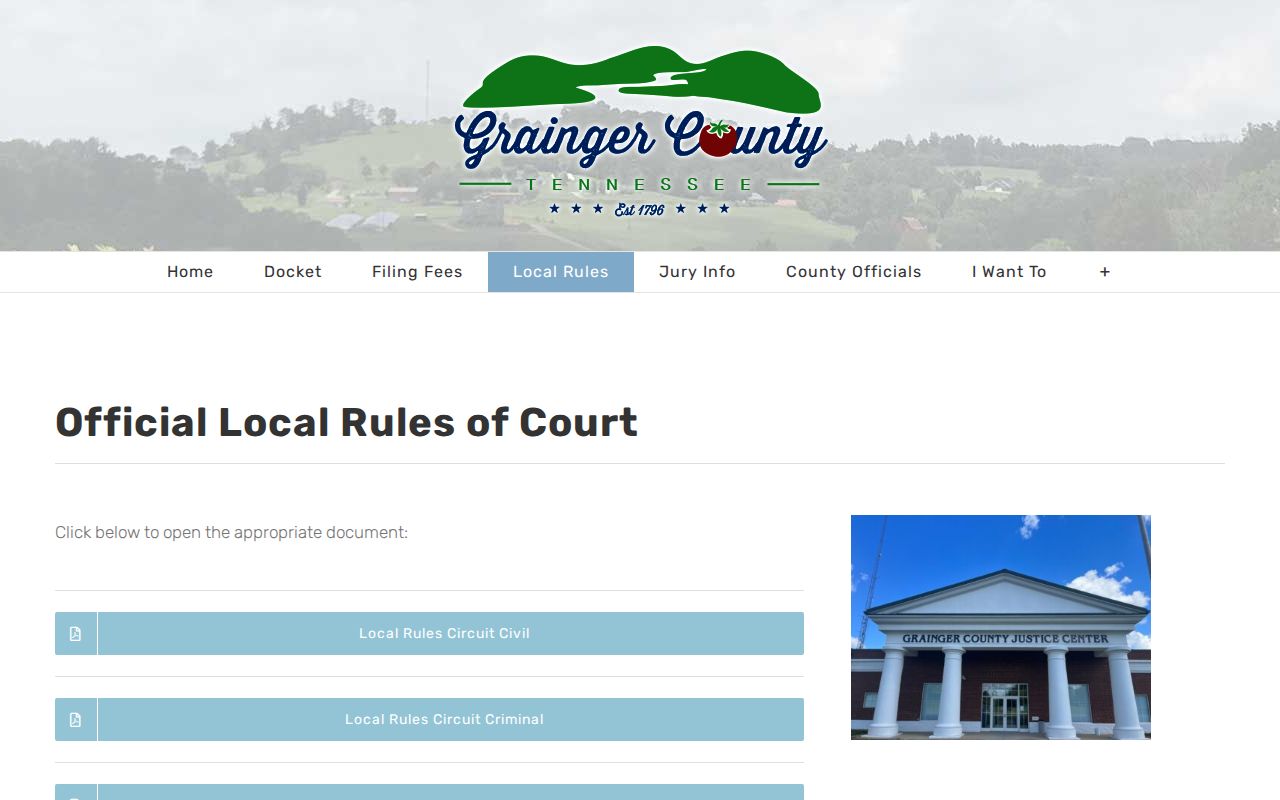 Grainger County local rules for criminal docket practice