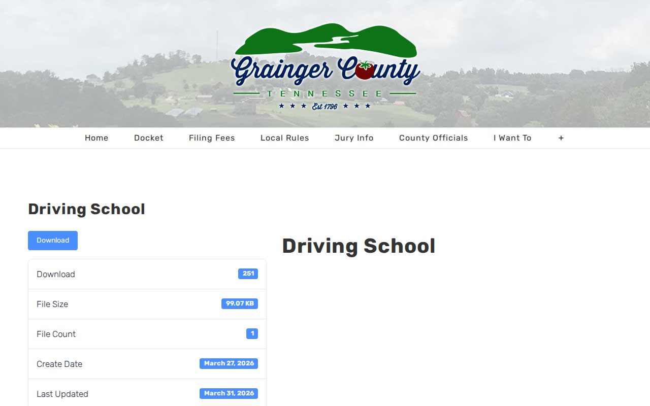 Grainger County traffic court driving school information