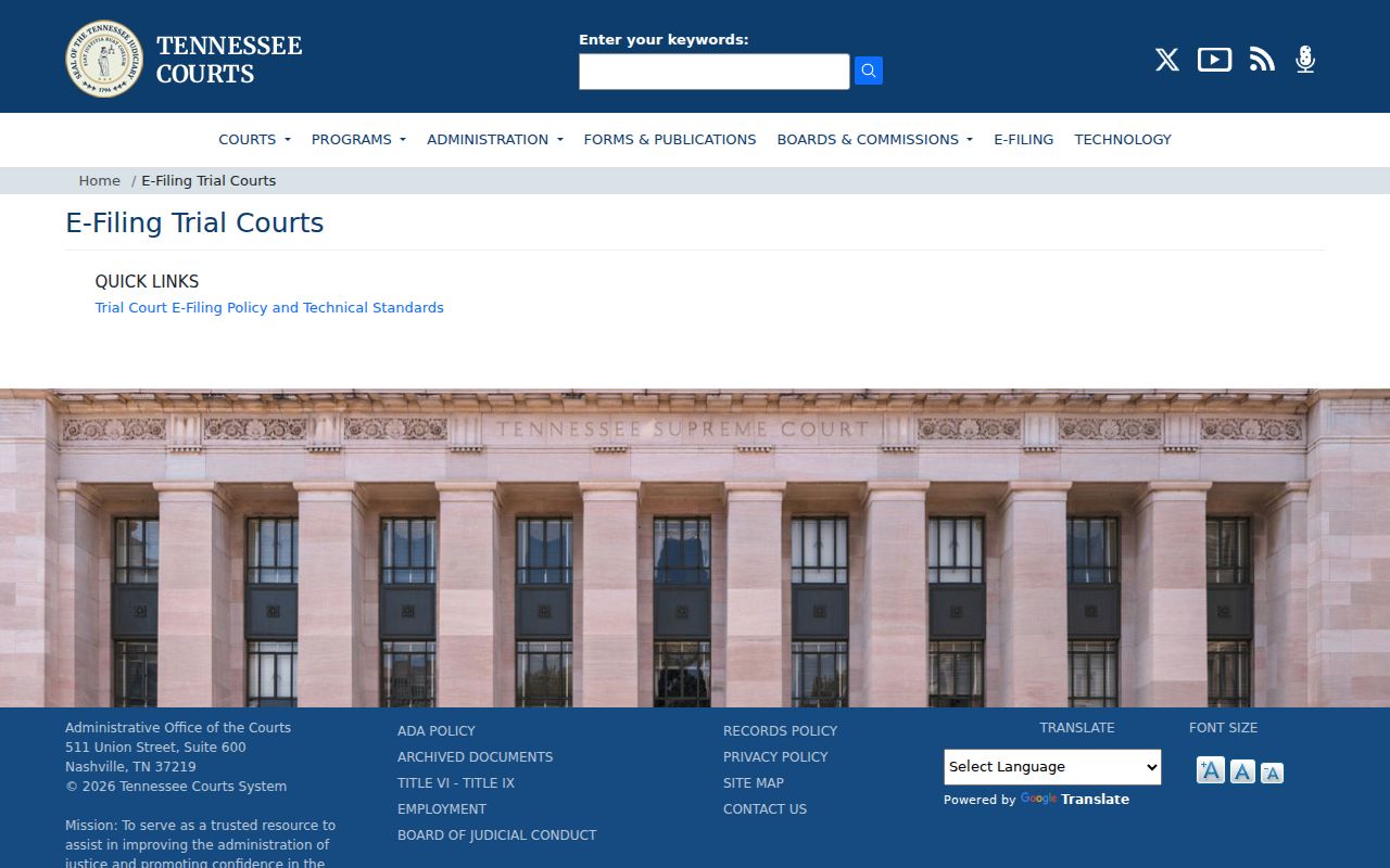 Grainger County traffic court Tennessee e-filing overview
