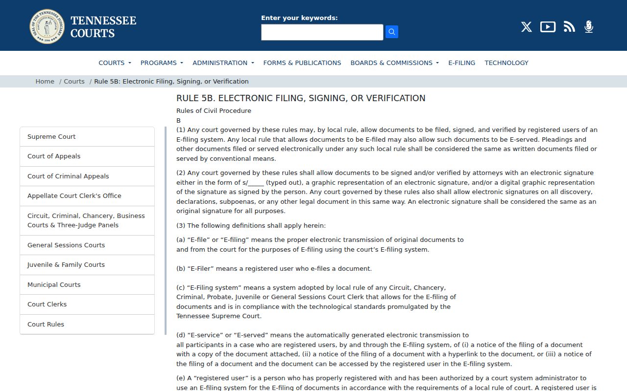 Grainger County traffic court electronic filing rule
